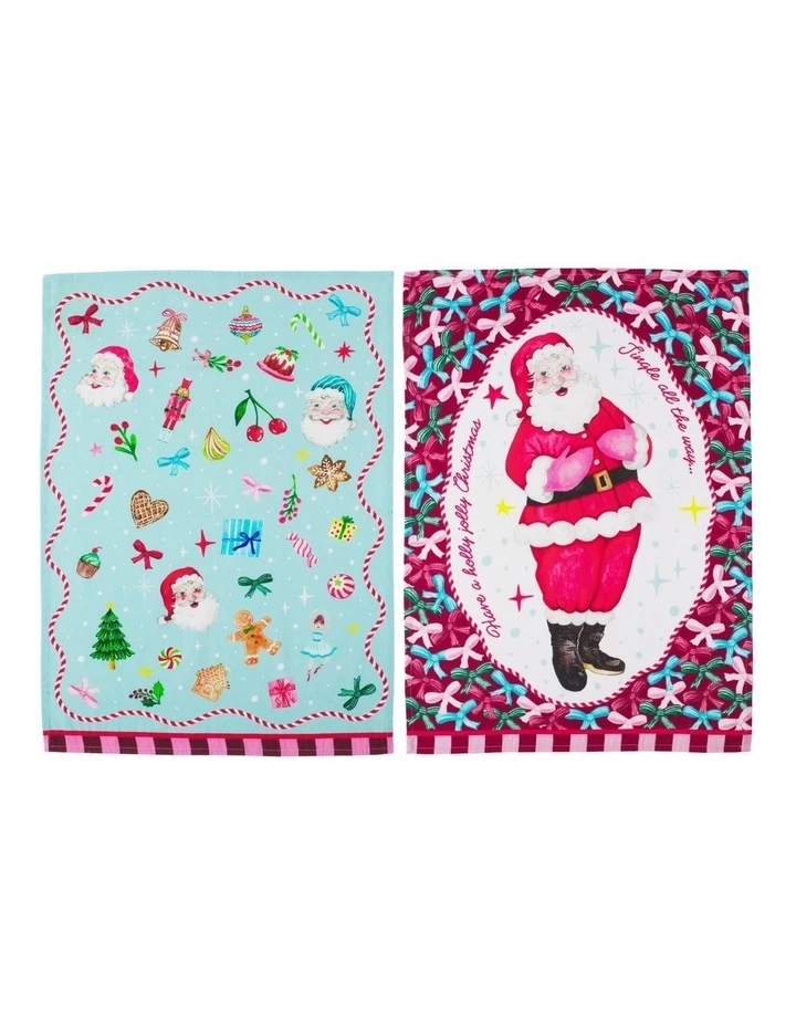 Fa la la Tea Towel 50x70cm Set of 2 Assorted image 1