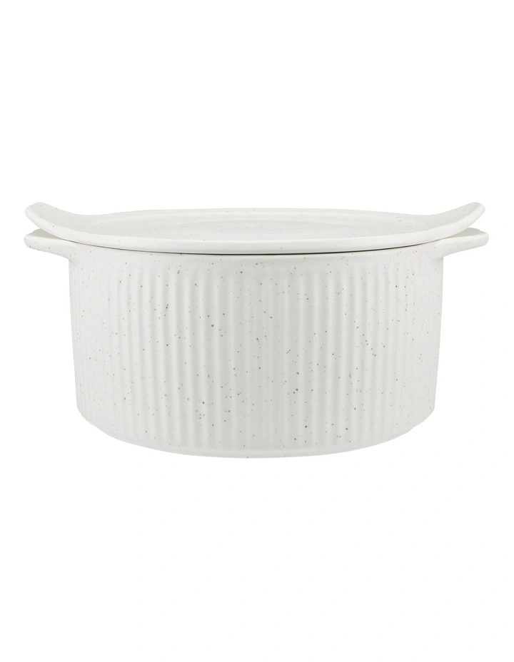 Round Casserole with Tray Lid 3L Gift Boxed in Cream image 1