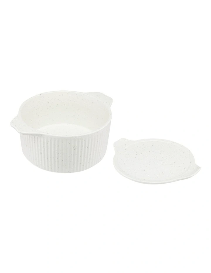 Round Casserole with Tray Lid 3L Gift Boxed in Cream image 2