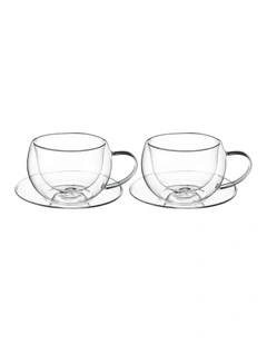 Blend Double Wall Cup and Saucer 270ml Set of 2