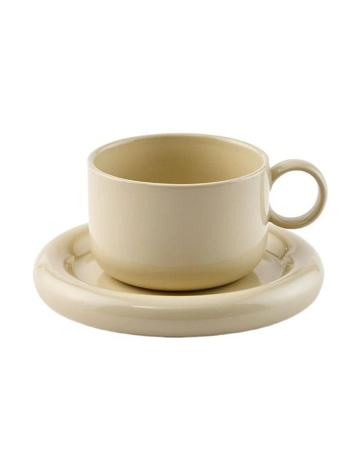 Finn Teacup And Saucer Set of 4 in Seagrass And Parchment image 3