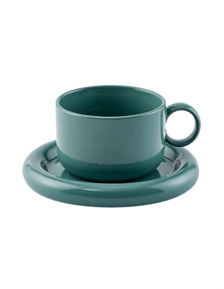 Finn Teacup And Saucer Set of 4 in Seagrass And Parchment image 4