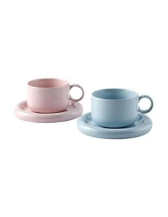 Finn Teacup And Saucer Set of 2 in Sky/Candy Floss