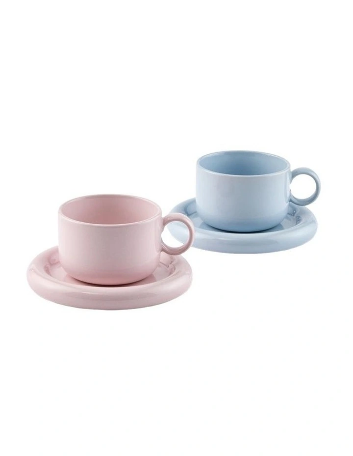 Finn Teacup And Saucer Set of 2 in Sky/Candy Floss image 2