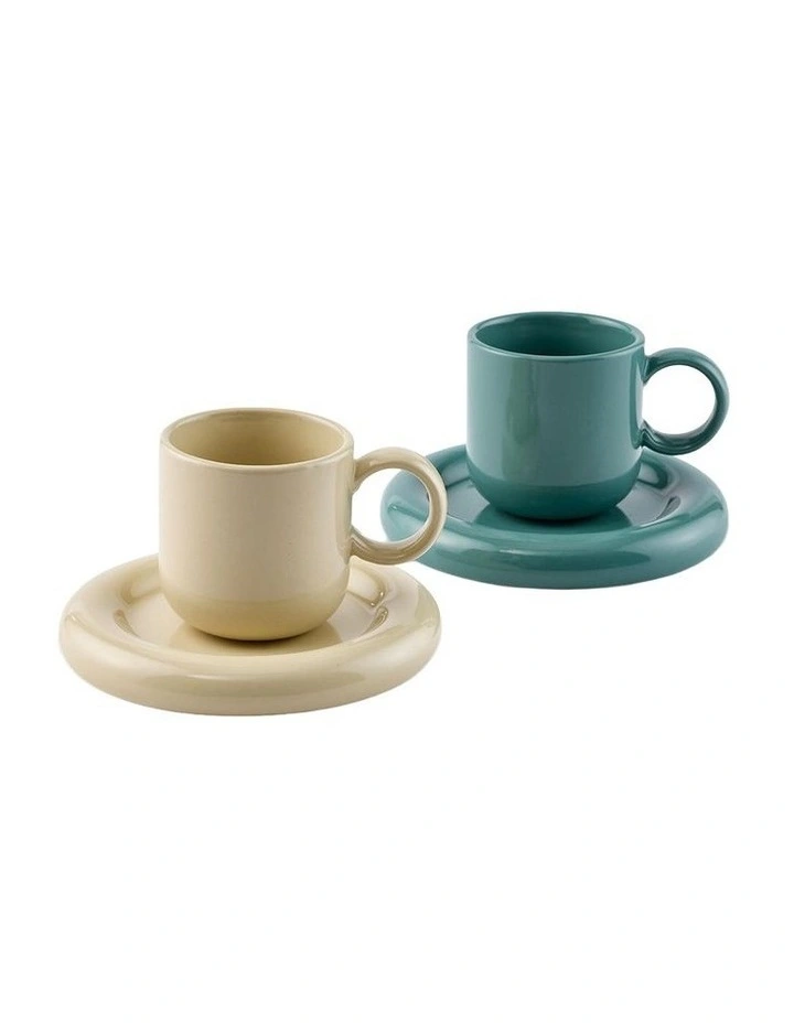 Finn Espresso Cup And Saucer Set Of 2 in Multi image 2