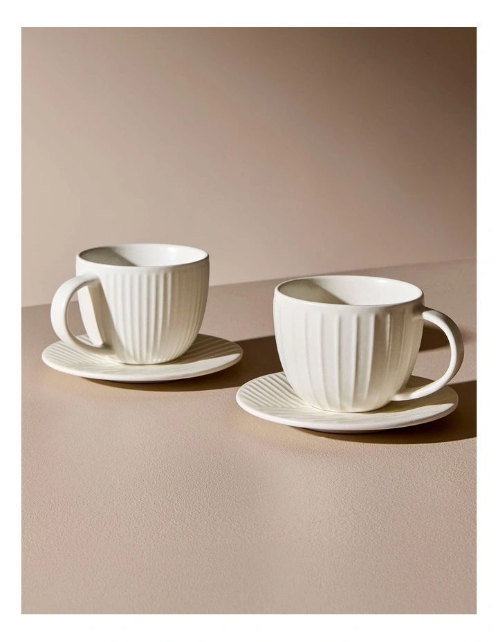 Barista Blake Teacup & Saucer Set 4 Piece 350ml in Snow image 2