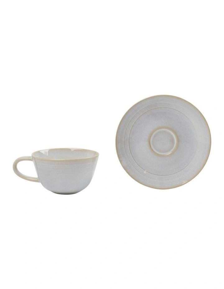 Cecile Teacup & Saucer 250ml in Natural image 2