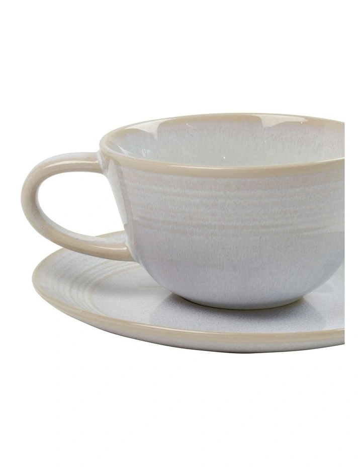 Cecile Teacup & Saucer 250ml in Natural image 3