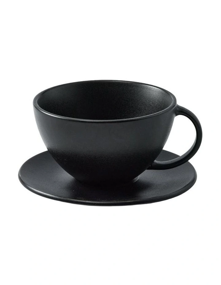 Riley Teacup & Saucer Set 360ml 2 Pieces in Black image 1