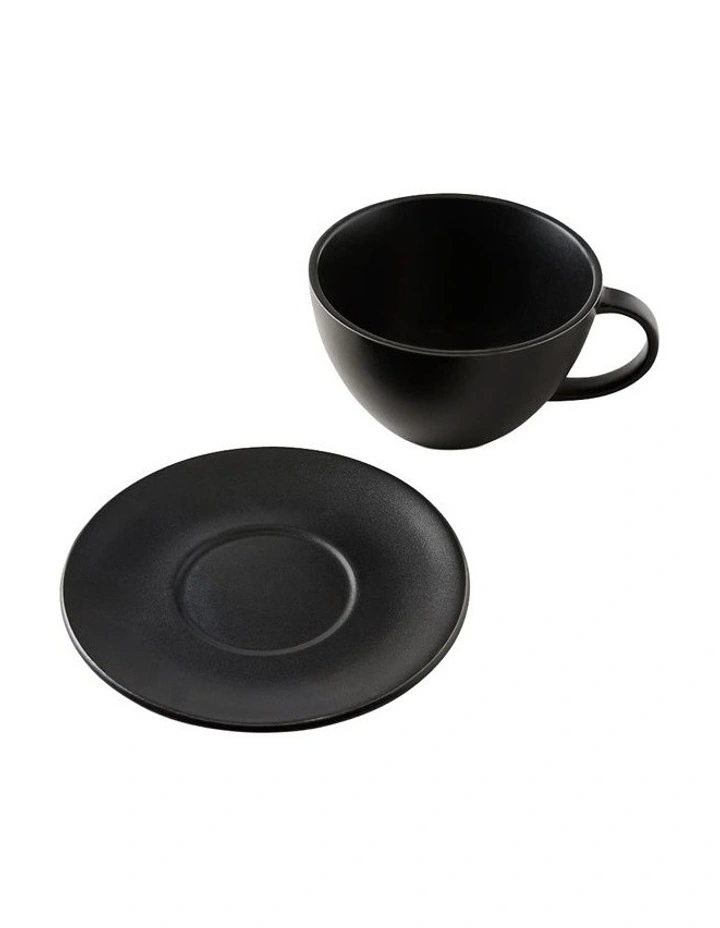 Riley Teacup & Saucer Set 360ml 2 Pieces in Black image 2