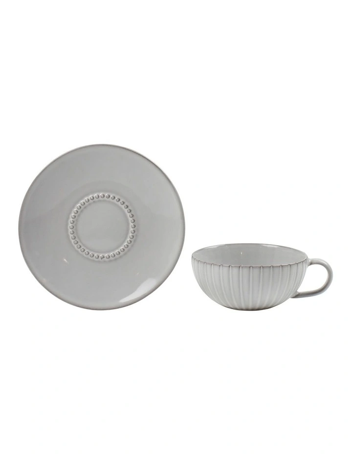 Salt&Pepper Hostess Teacup and Saucer 250ml/15cm in Blanche MYER