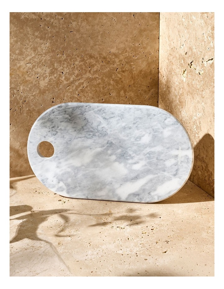 Riley Oval Marble Platter 22 x 38cm in White image 3