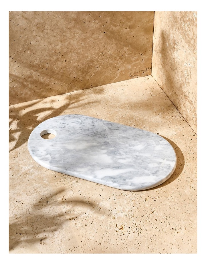 Riley Oval Marble Platter 22 x 38cm in White image 4