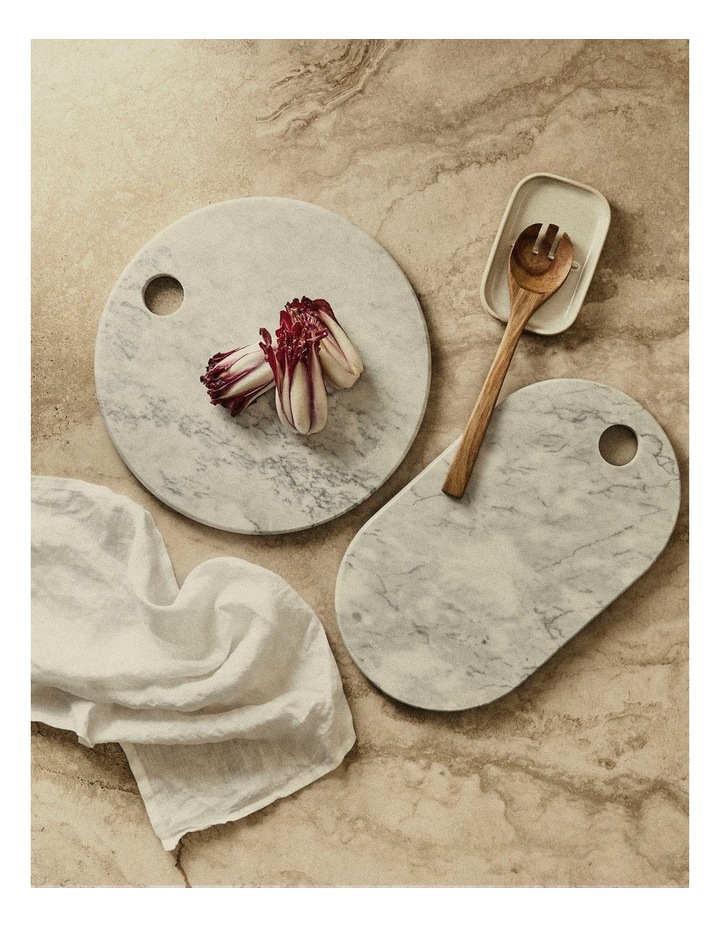 Riley Oval Marble Platter 22 x 38cm in White image 5