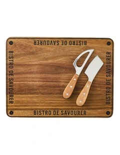 Bistro Board With Knife Set in Brown