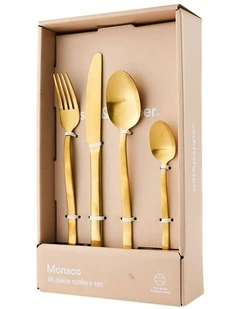 Monaco 16pc Cutlery Set Gold