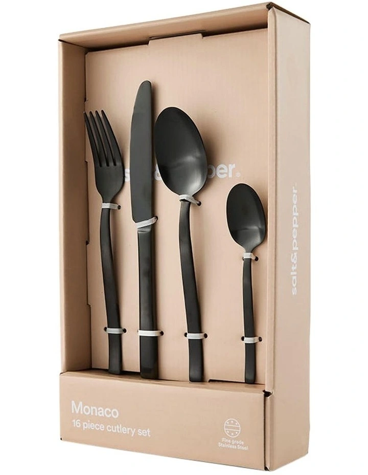 Monaco Cutlery Set of 16 Piece in Black image 1