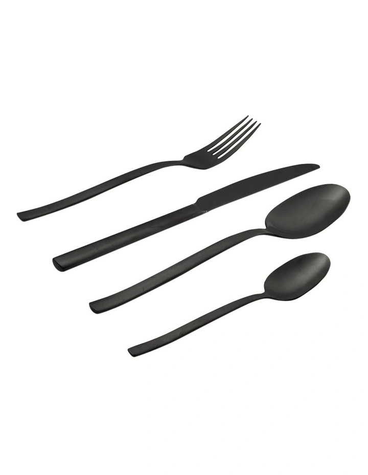 Monaco Cutlery Set of 16 Piece in Black image 2