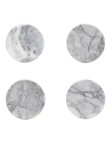 Novaro Coaster 10cm S/4 in Marble White