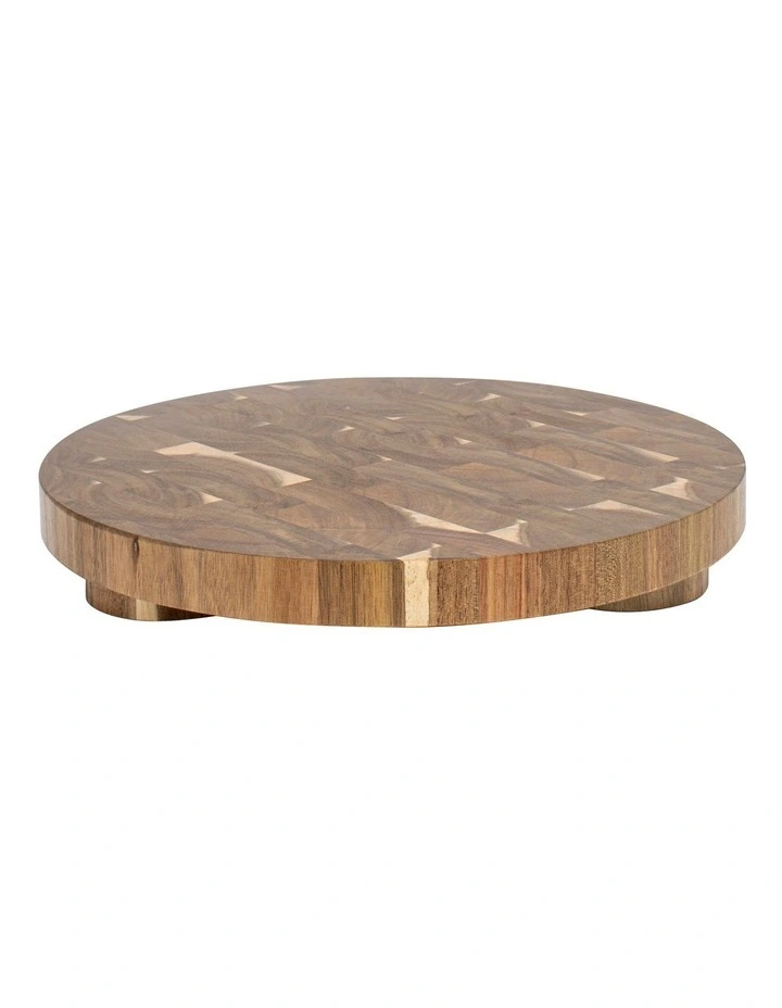 Industry Endgrain Block Round Chopping Board in Natural image 1