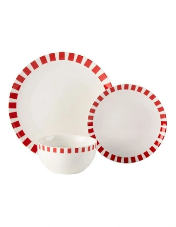 Winnie Dinner Set 12 Pieces in Red/White