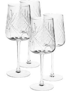Jonnie Wine Glass Set 4 Piece in Traditional Clear