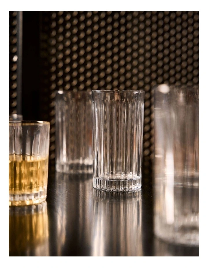 Jonnie High Ball Glass Set Of 4 in Linear Clear image 3