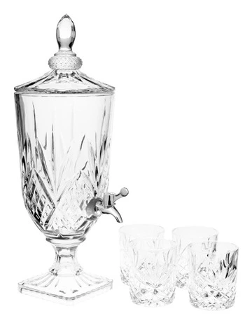 Jonnie Drinks Dispenser and 4 Piece Tumbler Set in Traditional Clear