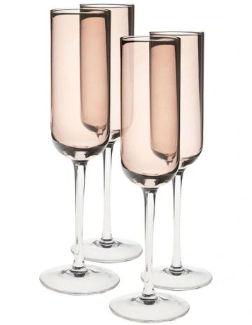 Mikkie Champagne Flute Set 4 Piece In Brown