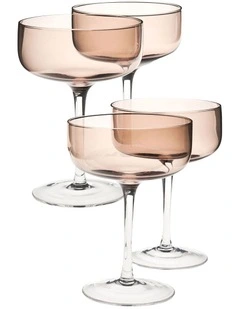 Mikkie Coupe Glass Set 4 Piece in Brown