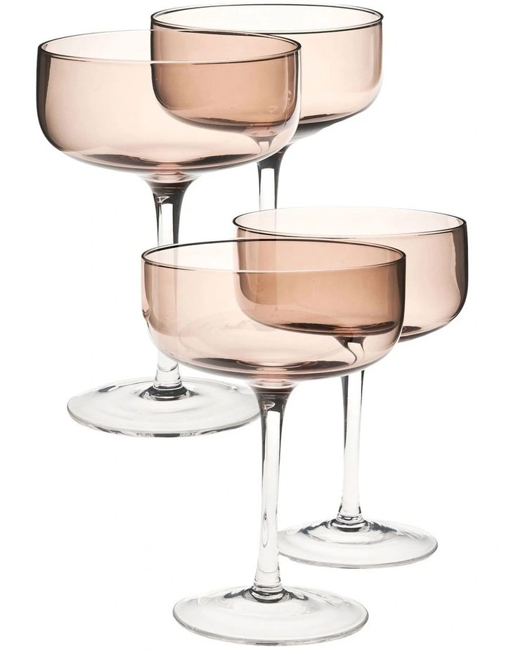 Mikkie Coupe Glass Set 4 Piece in Brown image 1