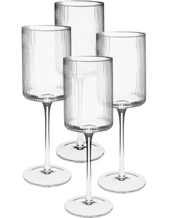 Sadie White Wine Glass Set 4 Piece in Clear