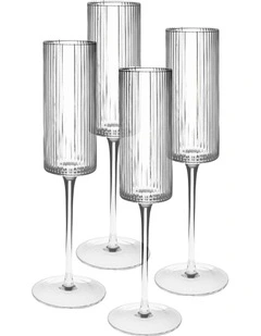 Sadie Champagne Flute Set 4 Piece in Clear