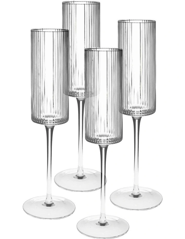 Sadie Champagne Flute Set 4 Piece in Clear image 1