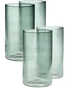 Sadie High Ball Glass Set 4 Piece in Green