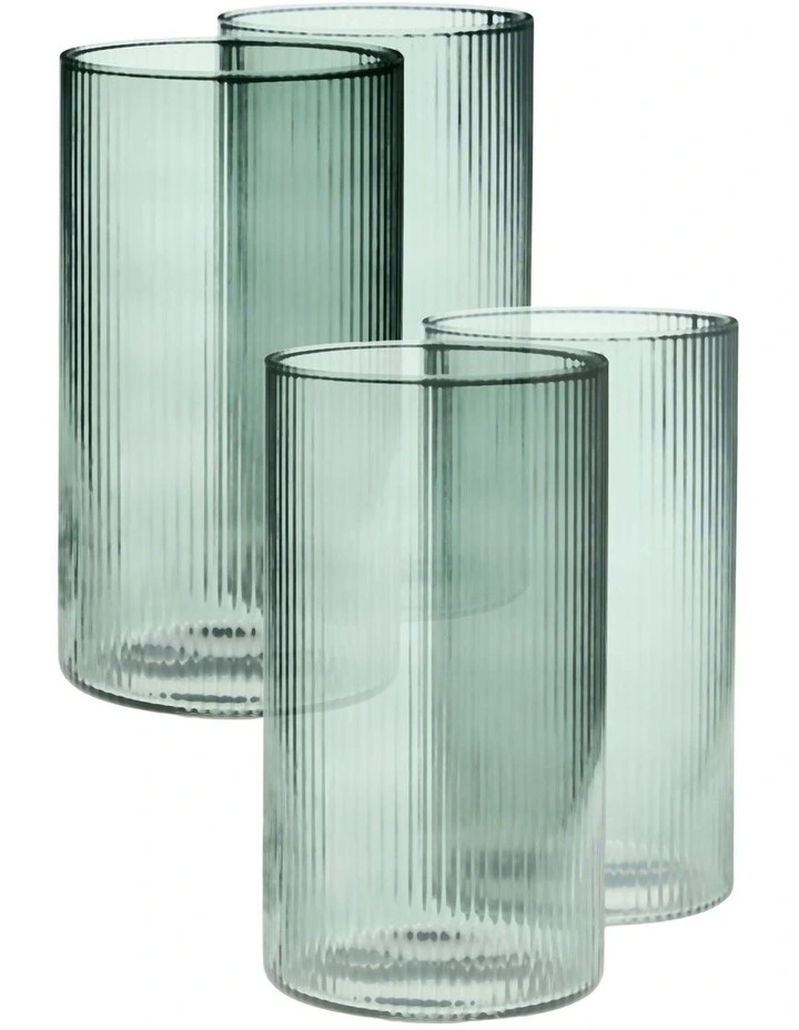 Sadie High Ball Glass Set 4 Piece in Green image 1