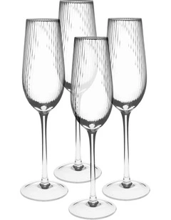 Ollie Champagne Flute Set 4 Piece in Clear