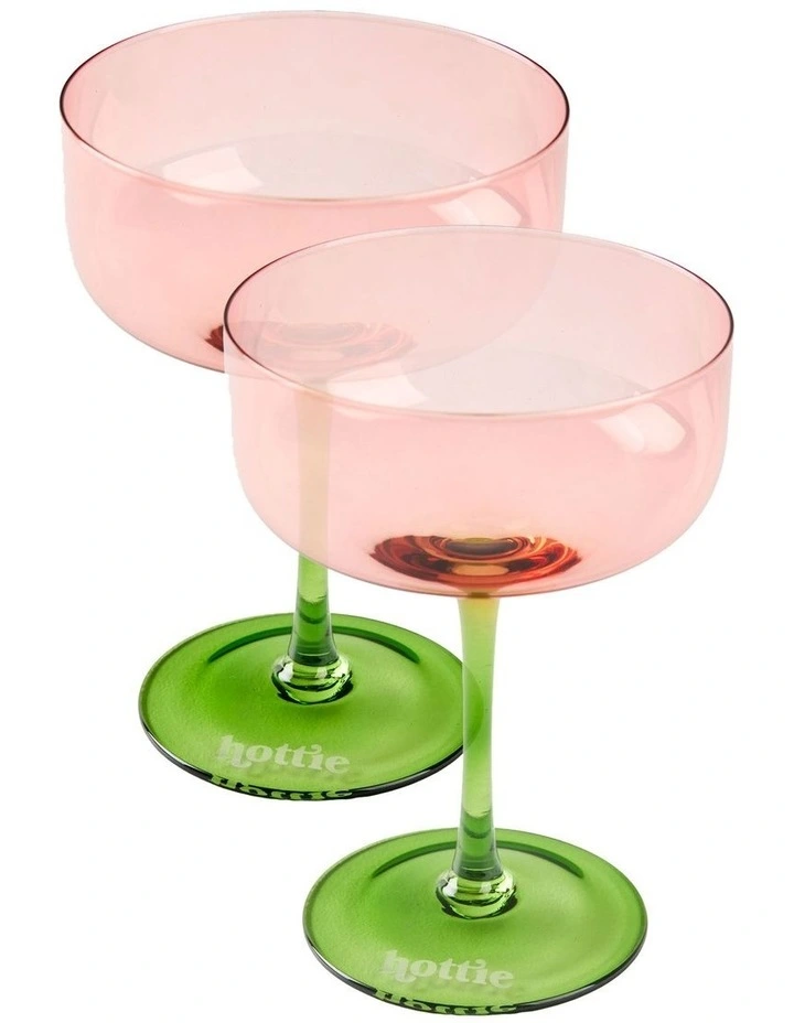 Sunnie Coupe Glass Set 2 Piece in Pink image 1