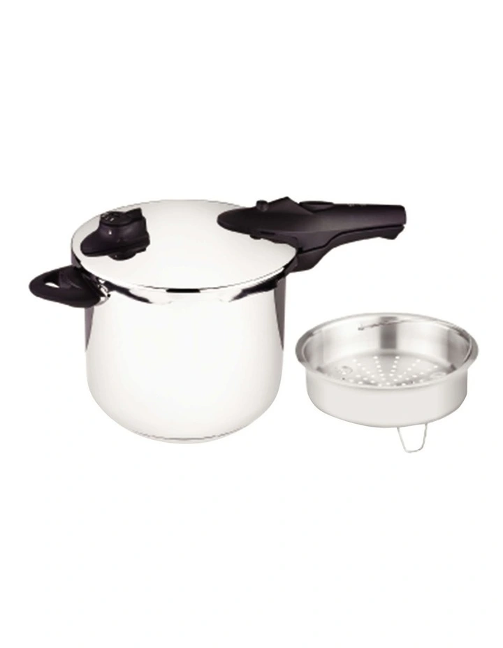 Pressure Cooker With Steamer Basket 6L in Stainless Steel image 1