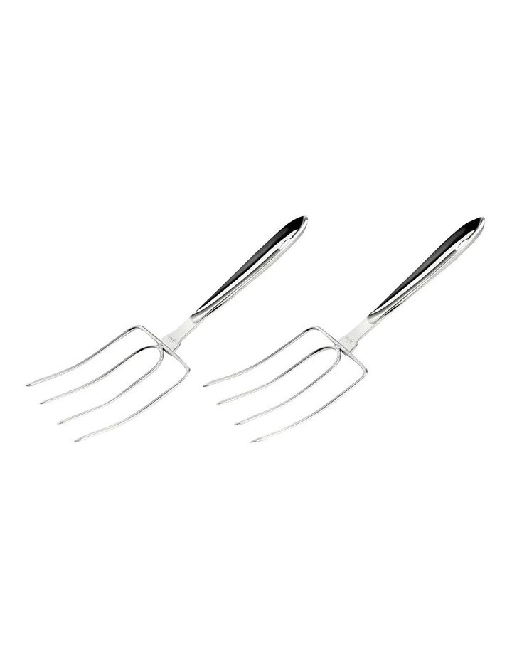 Stainless Steel Turkey Forks Set of Two in Silver image 1