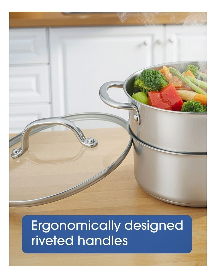 RACO Steel Essentials Stainless Steel Induction Universal Steamer With Lid 16/18/20cm image 5