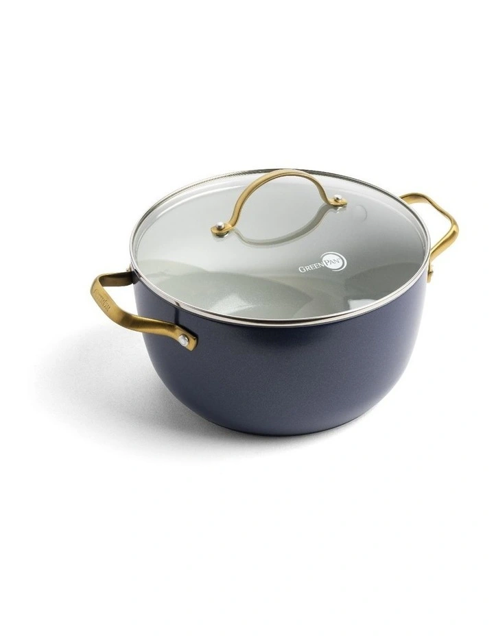 PFAS-Free Ceramic Non-Stick Padova Casserole With Lid 24cm/4.71L in Dark Blue image 1