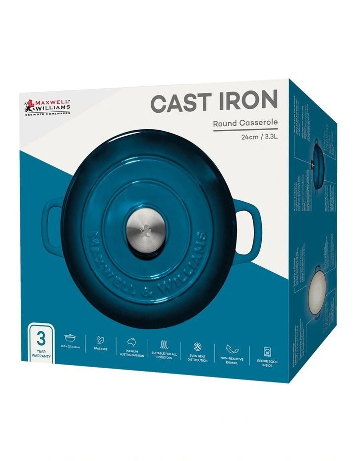 Cast Iron Round Casserole 24cm/3.3L in Midnight Blue image 4