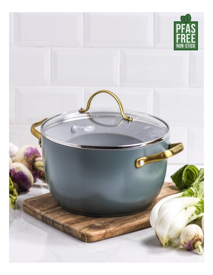Padova Covered 24cm Casserole Smokey Sky Blue PFAS-free ceramic non-stick image 2