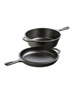 Cast Iron Combo Cooker with Helper Handle 3L in Black