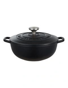 Cast Iron Round Casserole 24cm/3.3L in Black