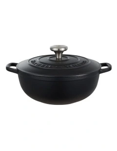 Cast Iron Round Casserole 24cm/3.3L in Black