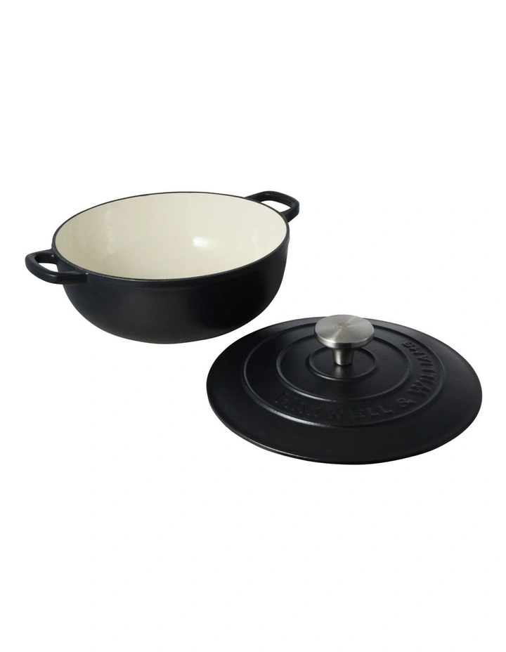 Cast Iron Round Casserole 24cm/3.3L in Black image 2
