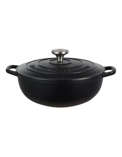 Cast Iron Round Casserole 26cm/4L in Black