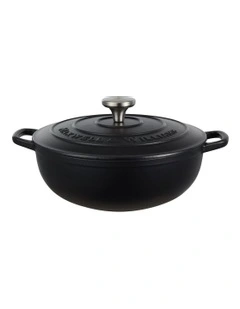 Cast Iron Round Casserole 26cm/4L in Black
